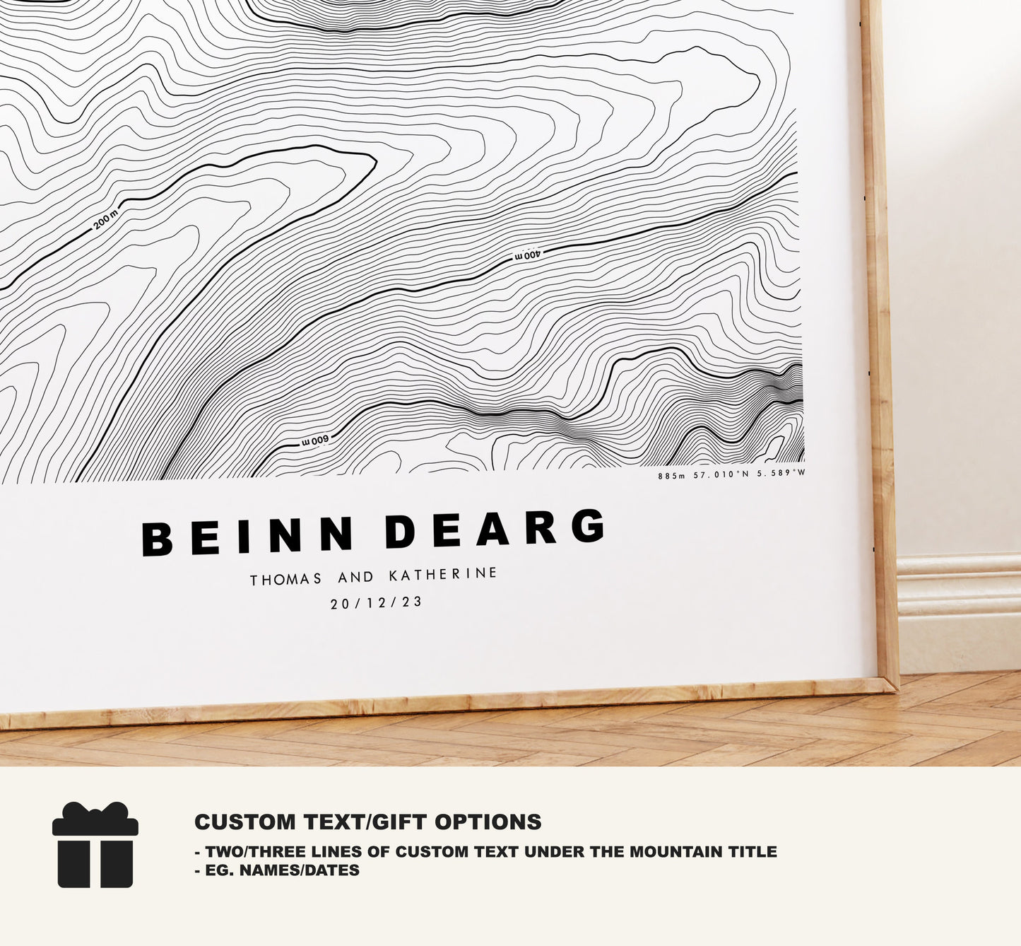 Beinn Dearg Print (Torridon) - Contour Map - Beinn Dearg Poster - Scotland - Topographic Map - Print - Wall Art - Beinn Dearg Map