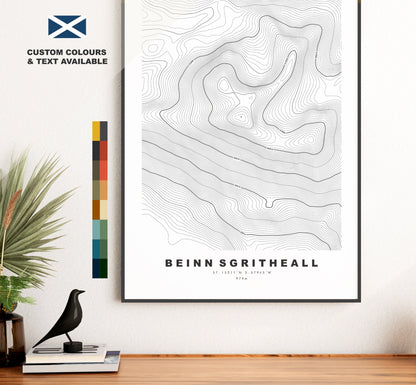 Beinn Sgritheall Print - Contour Map - Beinn Sgritheall Poster - Scotland - Topographic Map - Print - Wall Art - Beinn an Sgrithill Map