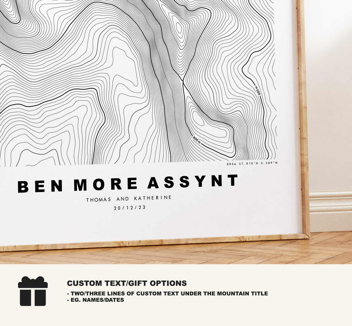 Ben More Assynt Print - Contour Map - Ben More Assynt Poster - Scotland - Topographic Map - Wall Art - Ben More Assynt Contour Map