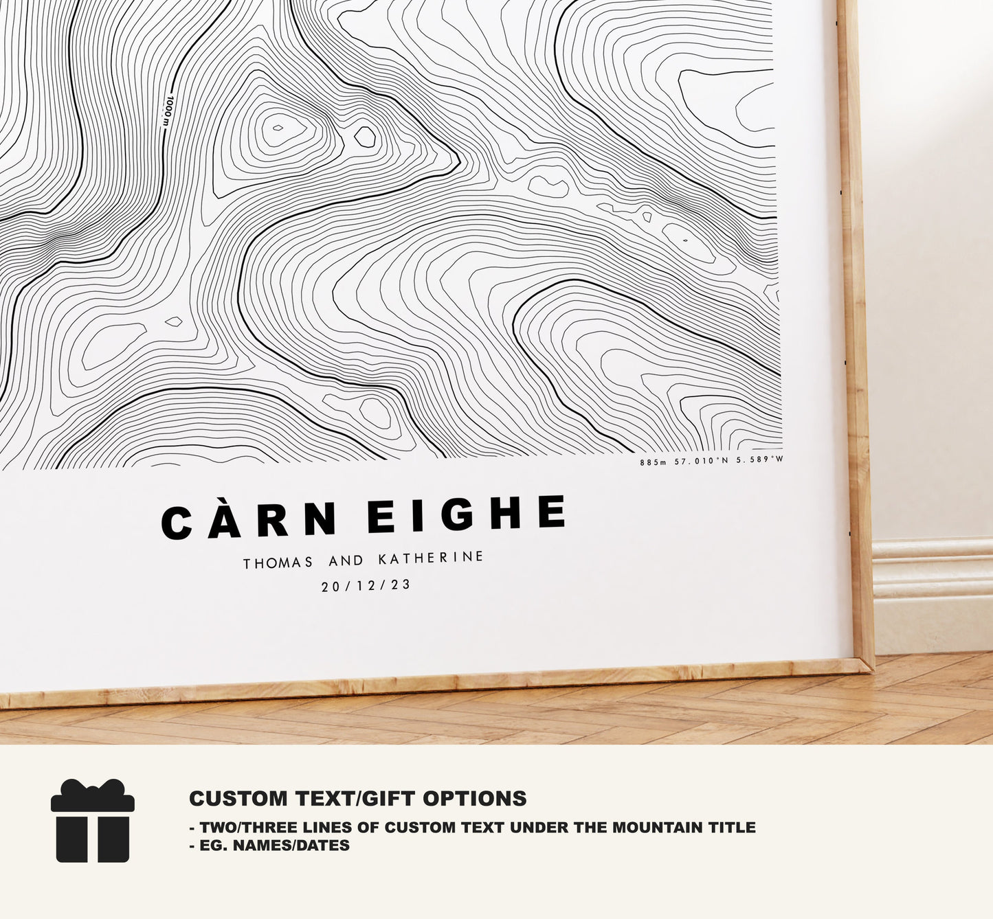 Carn Eighe Print - Contour Map - Carn Eighe Poster - Scotland - Topographic Map - Print - Wall Art - Càrn Èite Map