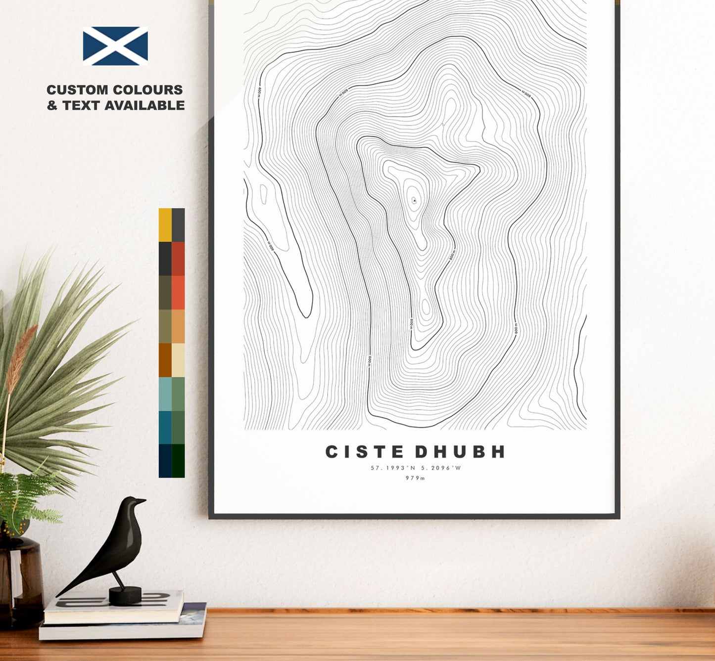 Ciste Dhubh Print - Contour Map - Ciste Dhubh Poster - Scotland - Topographic Map - Print - Wall Art - Ciste Dhubh Map