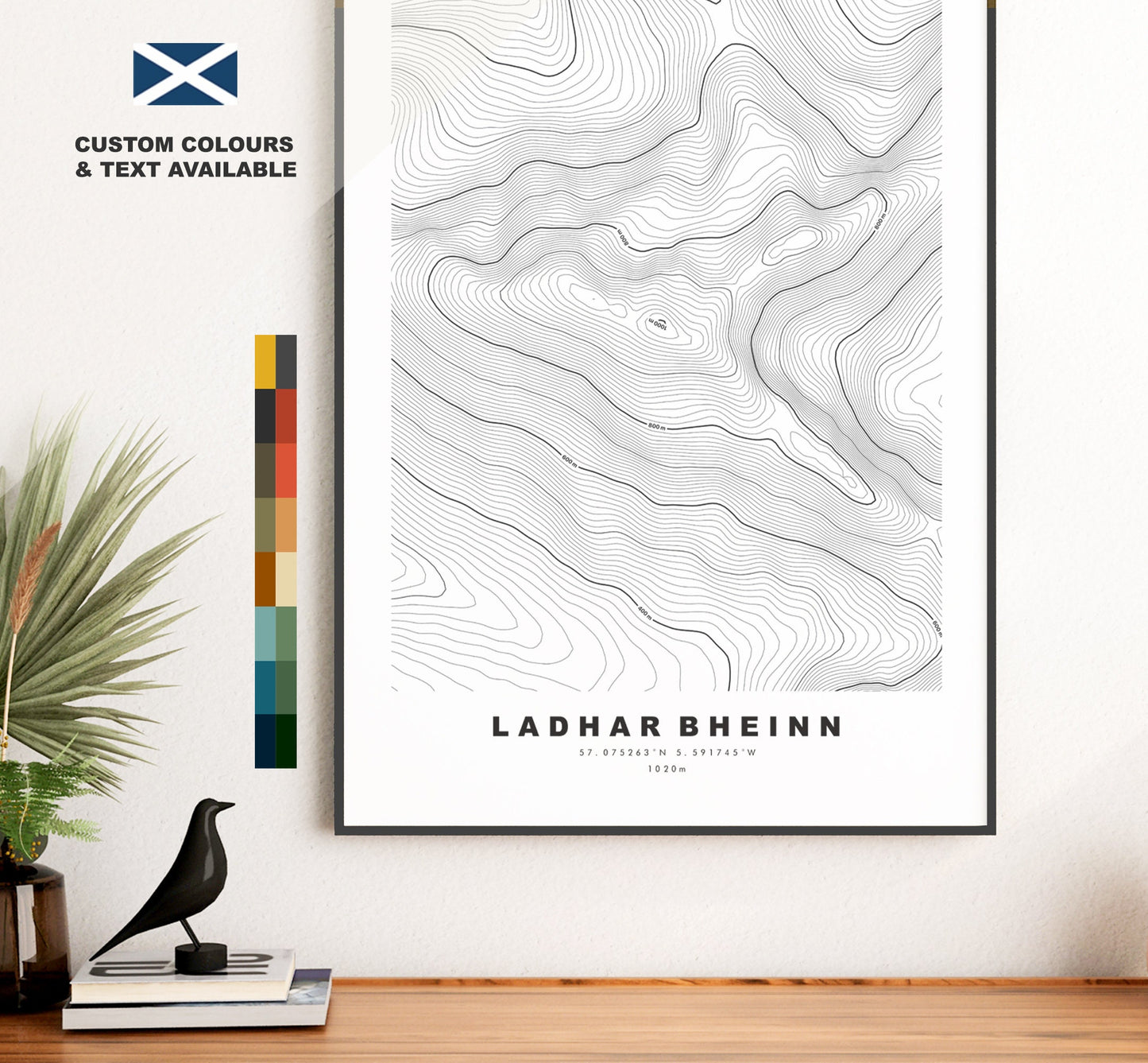 Ladhar Bheinn Print - Contour Map - Ladhar Bheinn Poster - Scotland - Topographic Map - Print - Wall Art - Ladhar Bheinn Map