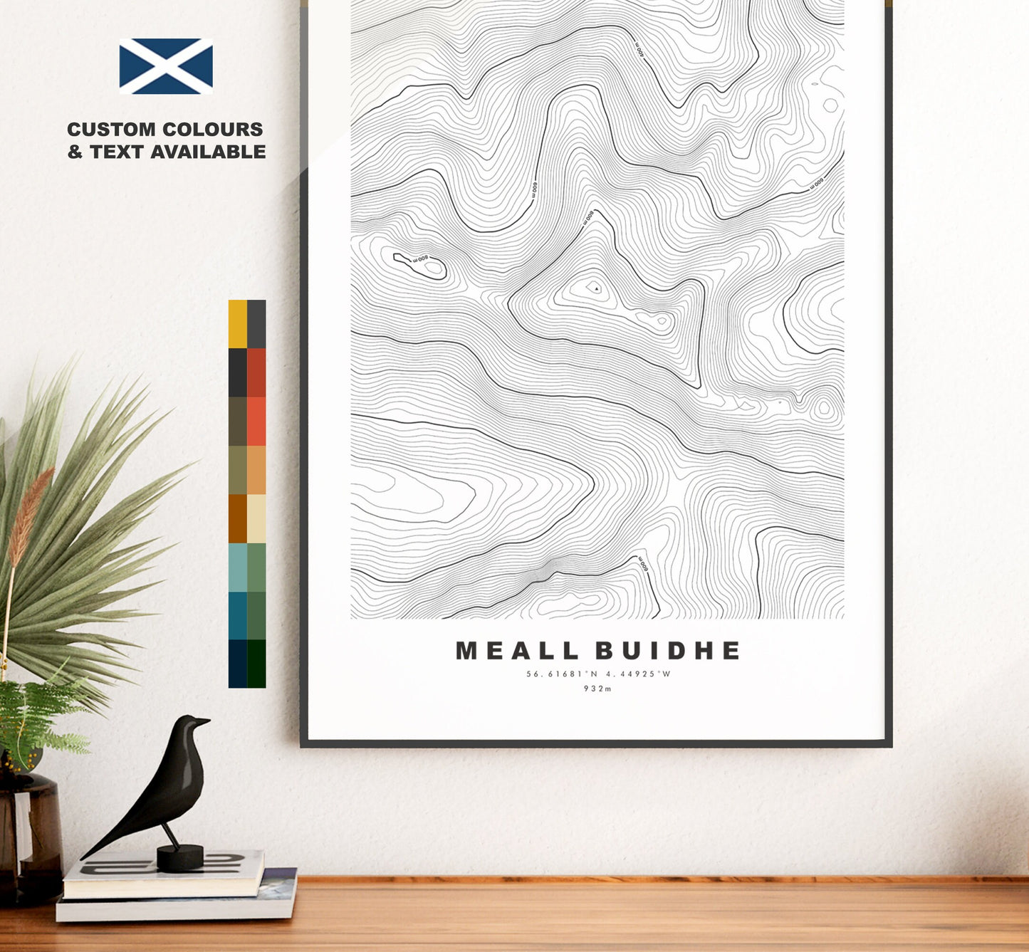 Meall Buidhe Print - Contour Map - Meall Buidhe Poster - Scotland - Topographic Map - Print - Wall Art - Meall Buidhe, Glen Lyon Map