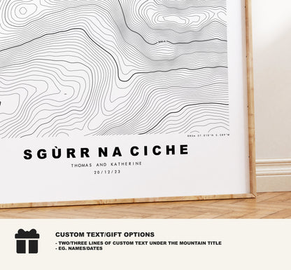 Sgurr na Ciche Print - Contour Map - Sgurr na Ciche Poster - Scotland - Topographic Map - Print - Wall Art - Sgùrr na Cìche Map