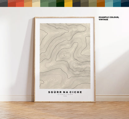 Sgurr na Ciche Print - Contour Map - Sgurr na Ciche Poster - Scotland - Topographic Map - Print - Wall Art - Sgùrr na Cìche Map