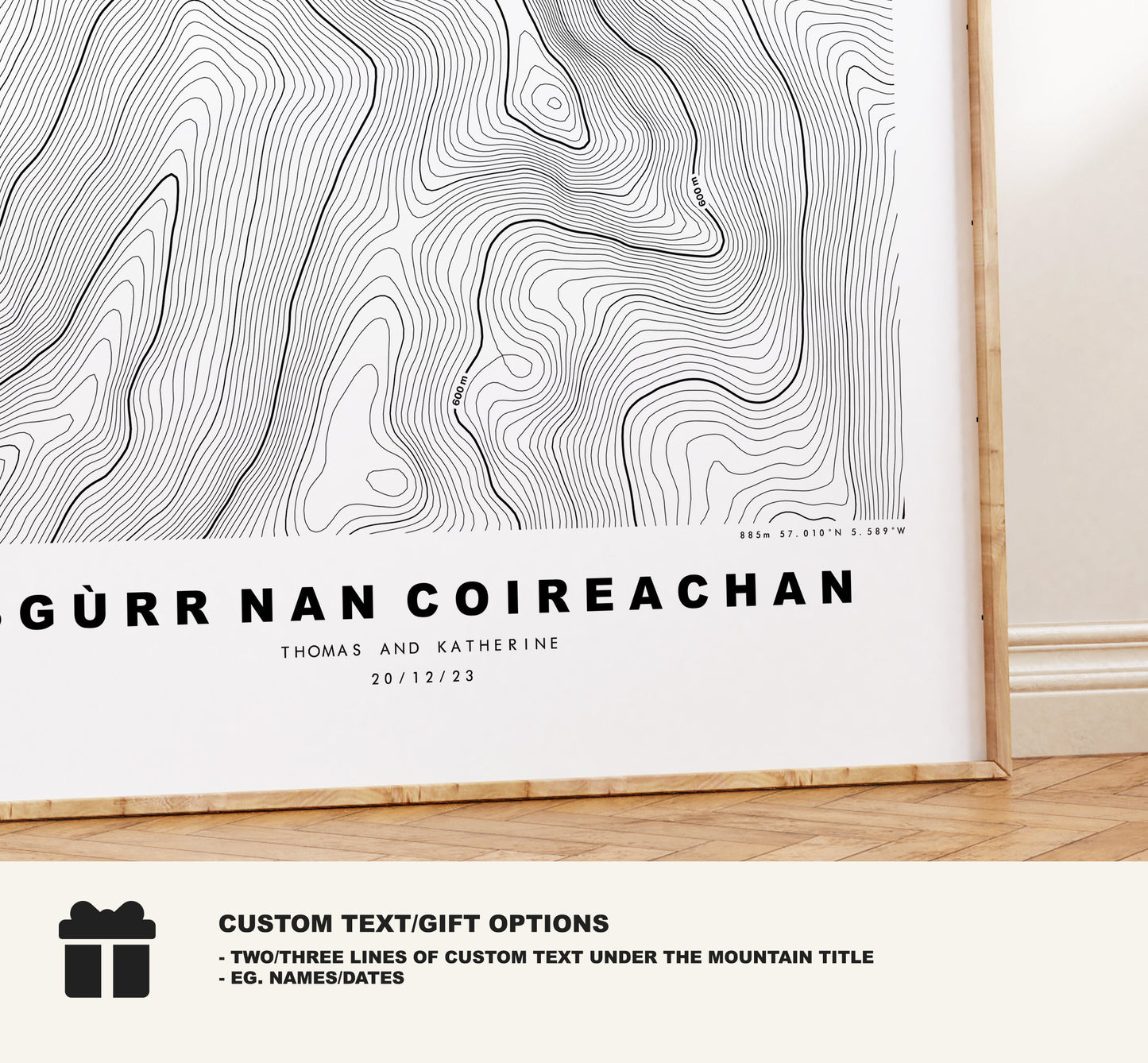 Sgurr nan Coireachan Print - Contour Map - Sgurr nan Coireachan Poster - Scotland - Topographic Map - Print - Wall Art - Coireachan Map