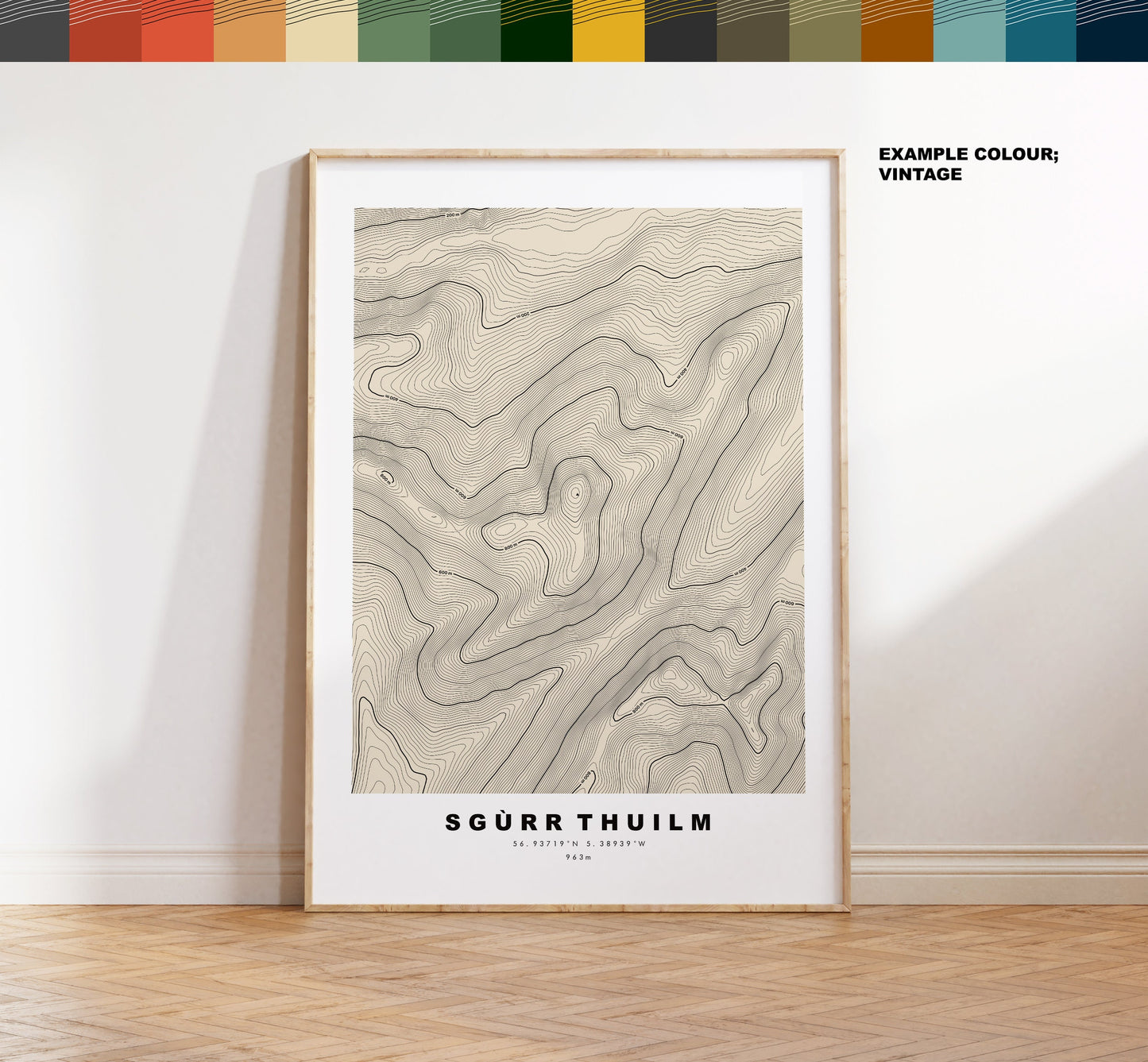 Sgurr Thuilm Print - Contour Map - Sgurr Thuilm Poster - Scotland - Topographic Map - Print - Wall Art - Sgurr Thuilm Map