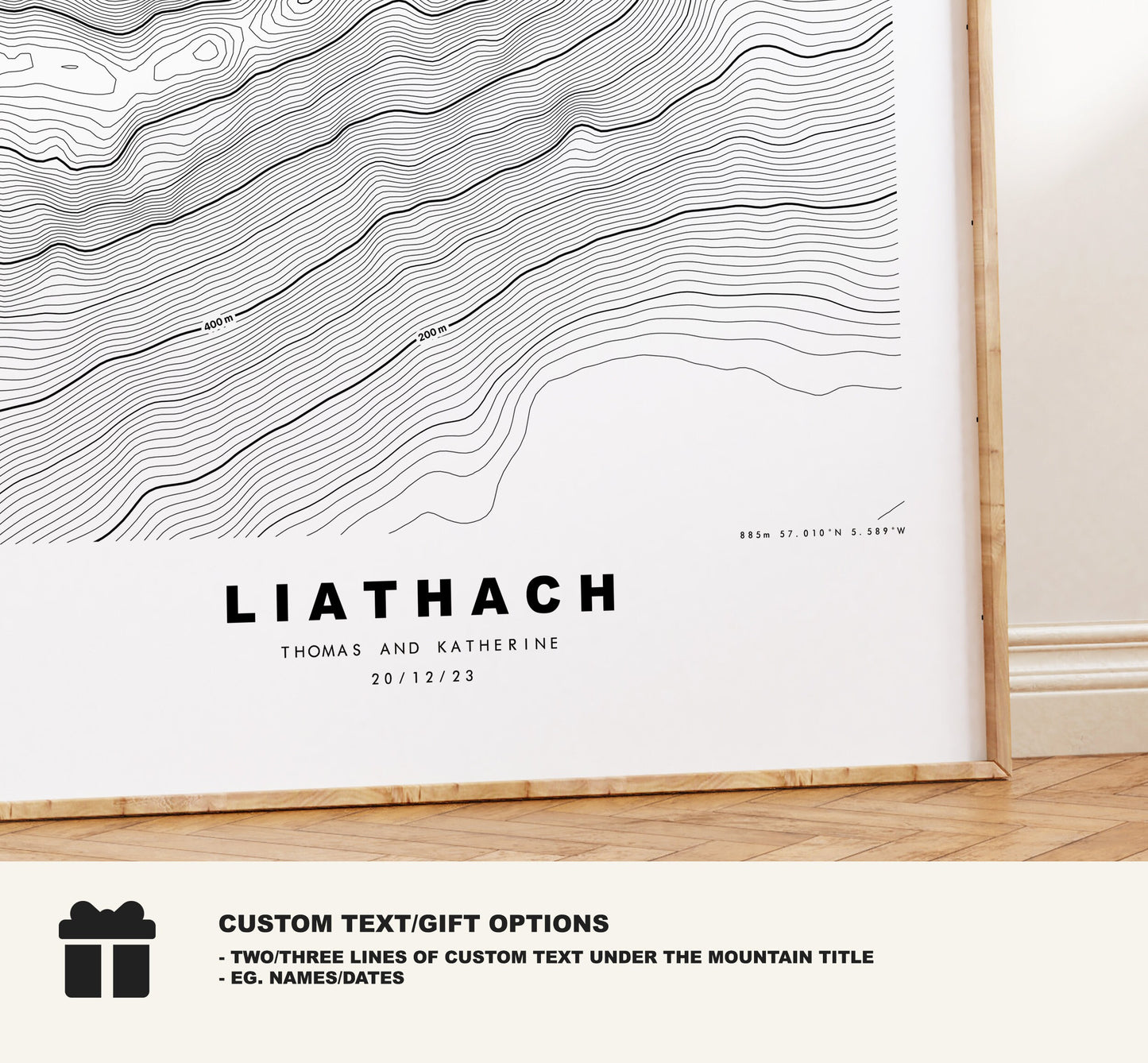 Liathach Print - Contour Map - Liathach Poster - Scotland - Topographic Map - Print - Wall Art - Spidean a' Choire Lèith Map