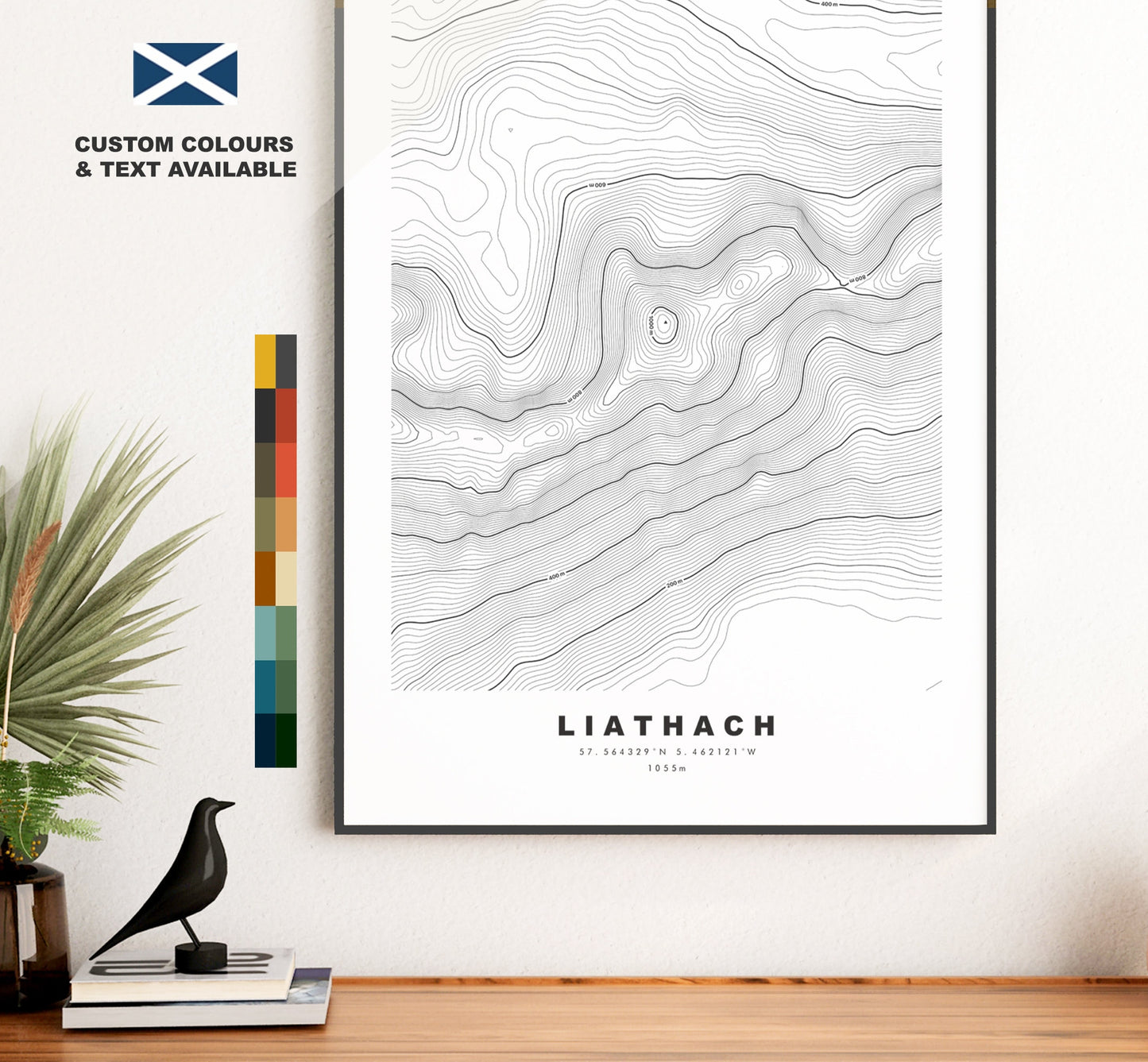 Liathach Print - Contour Map - Liathach Poster - Scotland - Topographic Map - Print - Wall Art - Spidean a' Choire Lèith Map