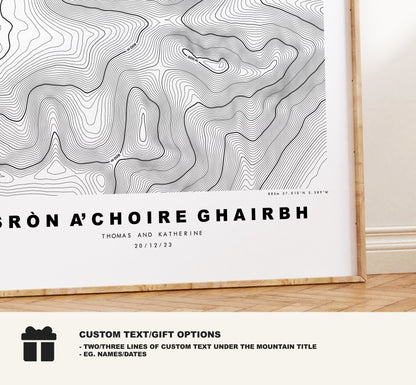 Sron a Choire Ghairbh Print - Contour Map - Sron a Choire Ghairbh Poster - Scotland - Topographic Map - Wall Art - Sròn a' Choire Ghairbh