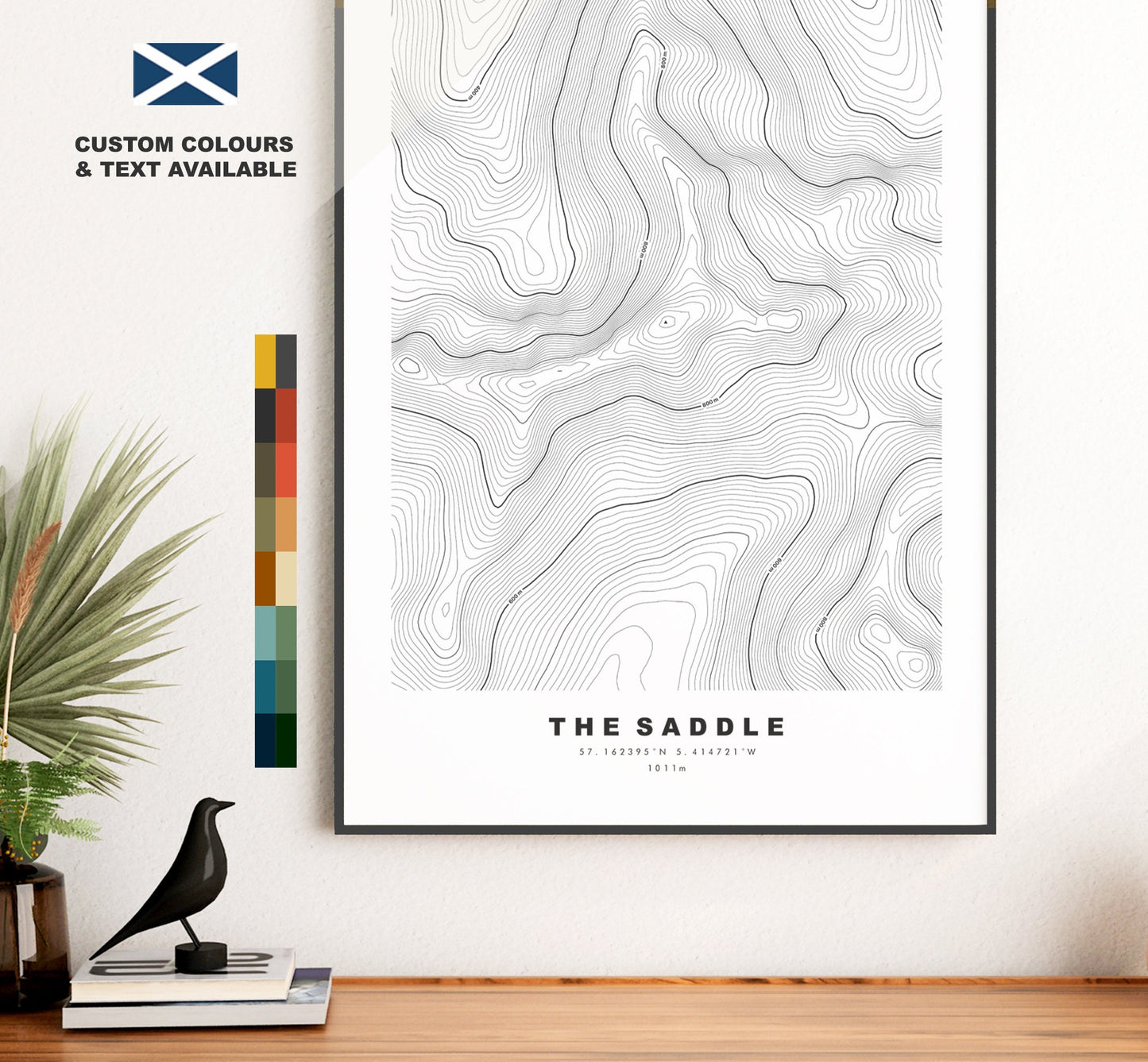 The Saddle Print - Contour Map - The Saddle Poster - Scotland - Topographic Map - Print - Wall Art - An Dìollaid Map