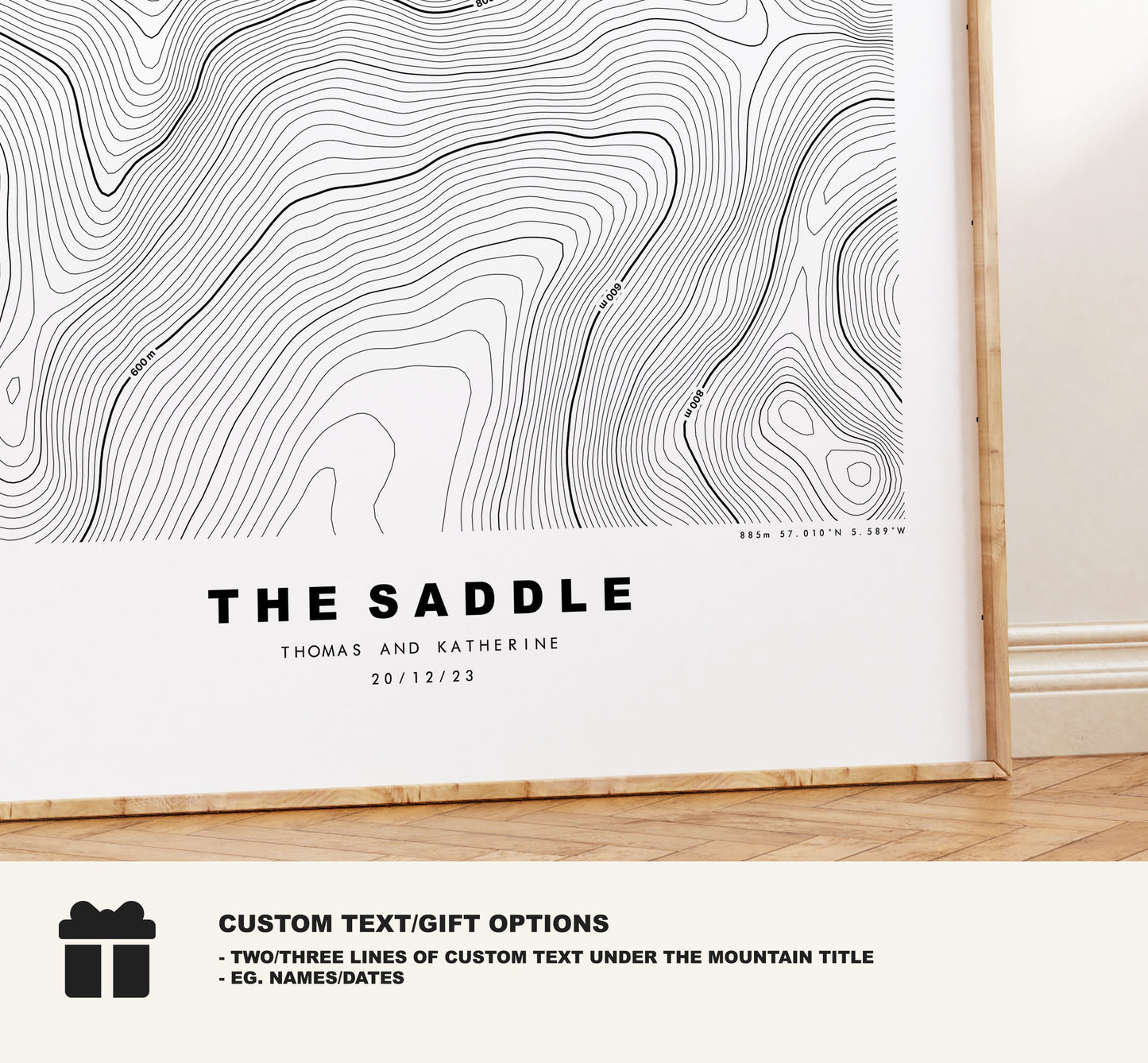 The Saddle Print - Contour Map - The Saddle Poster - Scotland - Topographic Map - Print - Wall Art - An Dìollaid Map