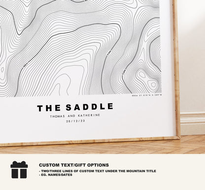 The Saddle Print - Contour Map - The Saddle Poster - Scotland - Topographic Map - Print - Wall Art - An Dìollaid Map