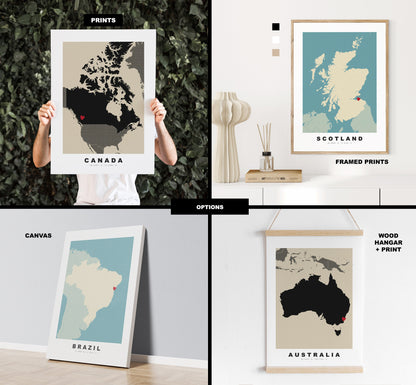 Georgia Map Print - Personalised Map Gift - Framed or Canvas Options Available - Custom Text Options - Personalised Gift - Europe