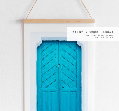 Greek Blue Door - Photography Print - Greece - Print - Poster - Santorini Photography - Greece Wall Art - Blue Wall Art - Blue Architecture