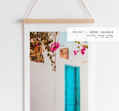 Greece Print - Greece - Print - Poster - Santorini Photography - Greece Wall Art - Greek - Blue Door - Blue Wall Art - Greek Blue - Rustic