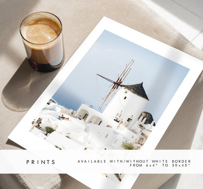 Santorini Print - Greece - Print - Poster - Santorini Photography - Greece Wall Art - Santorini Photography Print - Portrait - Windmill