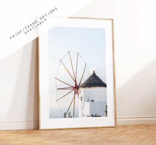 Santorini Windmills Photography Print - Greece - Print - Poster - Santorini Photography - Greece Wall Art - Windmill - Portrait - Greek