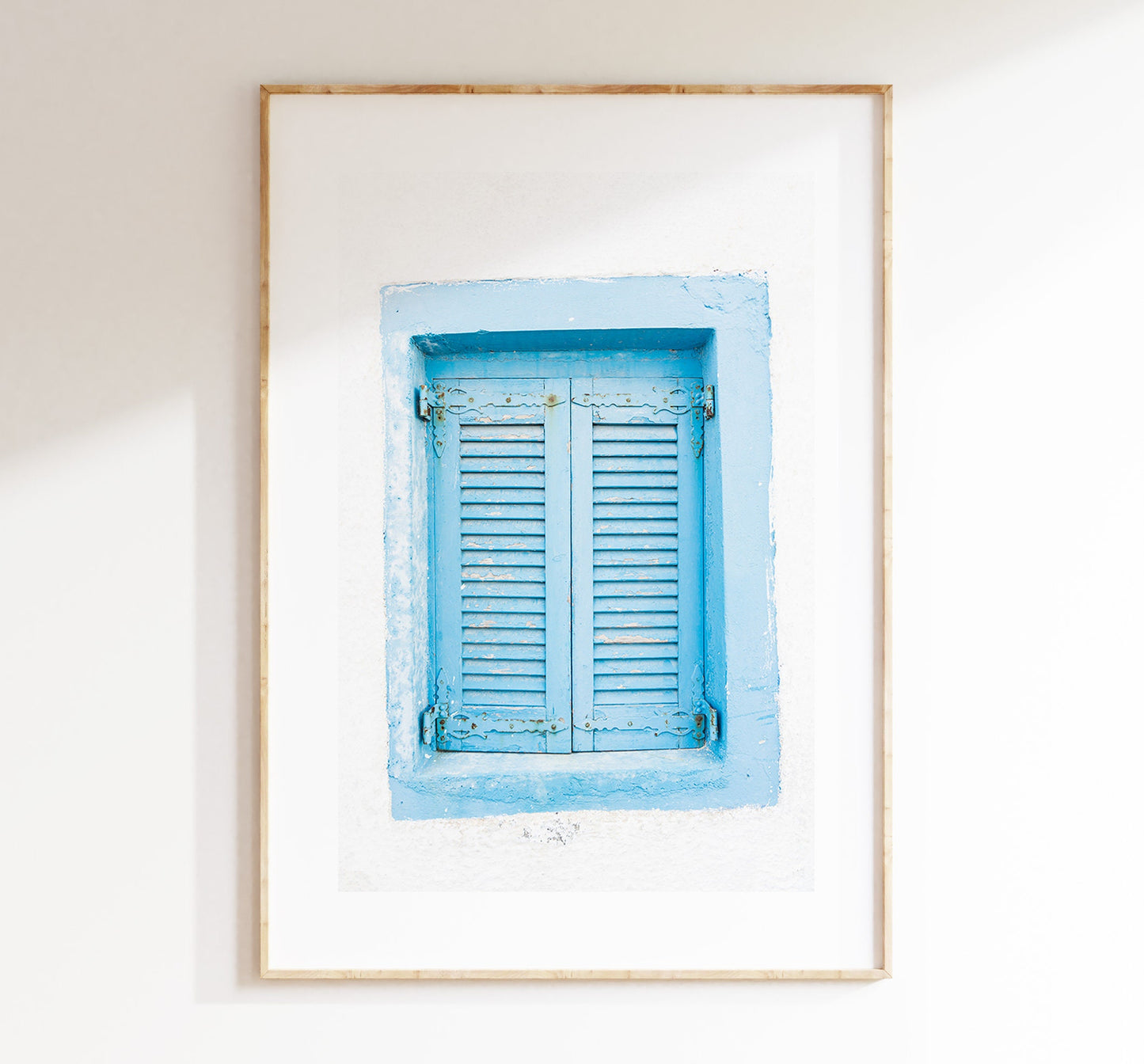 Blue Window Shutters Photography Print - Greece - Print - Poster - Santorini Photography - Greece Wall Art - Blue Wall Art - Santorini Blue