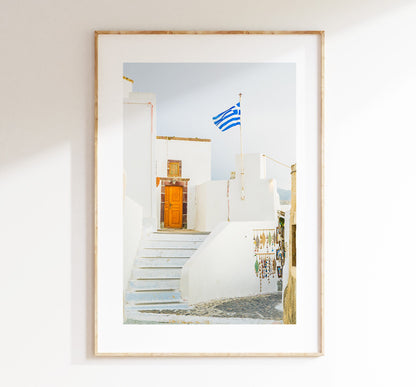 Greece Flag Photography Print - Greece - Print - Poster - Santorini Photography - Greece Wall Art - Greek - Greece Print - Greece Poster