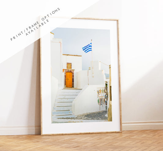 Greece Flag Photography Print - Greece - Print - Poster - Santorini Photography - Greece Wall Art - Greek - Greece Print - Greece Poster