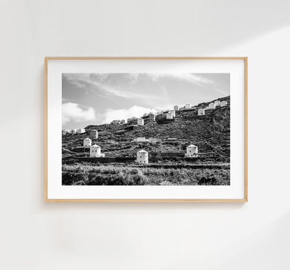 Greek Windmills - Photography Print - Greece - Print - Poster - Santorini Photography - Greece Wall Art - Black and White - Monochrome