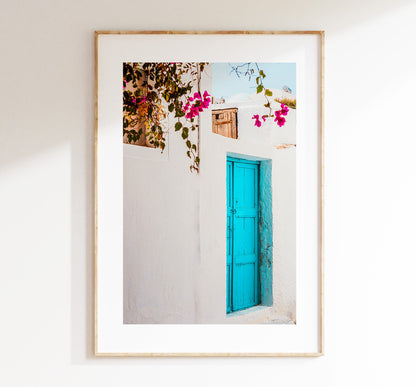 Greece Print - Greece - Print - Poster - Santorini Photography - Greece Wall Art - Greek - Blue Door - Blue Wall Art - Greek Blue - Rustic