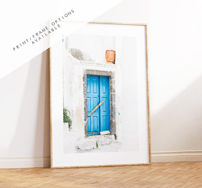 Blue Door Photography Print - Greece - Print - Poster - Santorini Photography - Greece Wall Art - Santorini Blue - Greece Decor - Greek