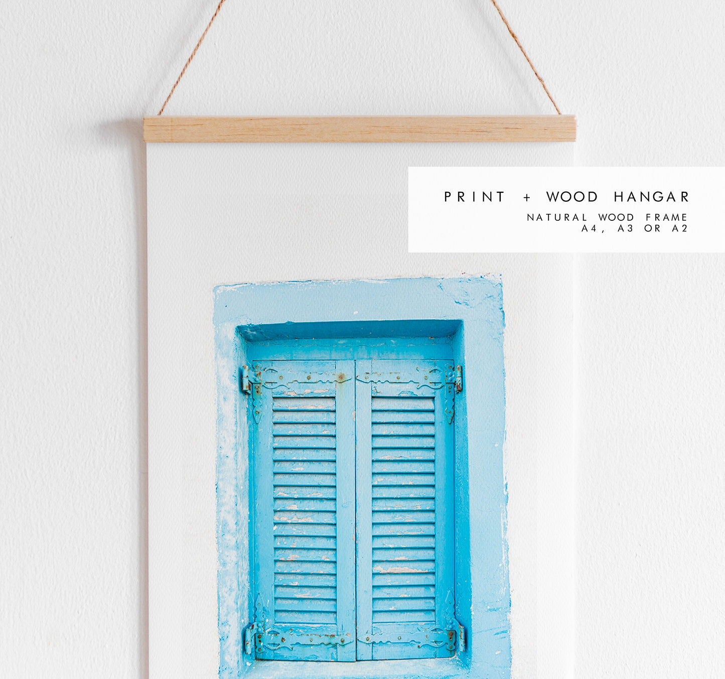 Blue Window Shutters Photography Print - Greece - Print - Poster - Santorini Photography - Greece Wall Art - Blue Wall Art - Santorini Blue