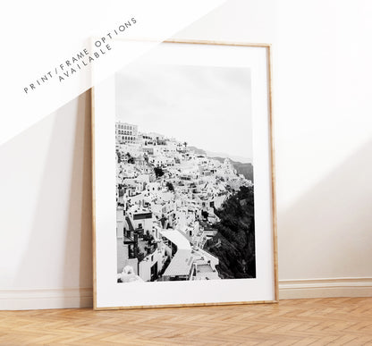 Santorini Black and White Photography Print - Greece - Print - Poster - Santorini Photography - Greece Wall Art - Monochrome - Oia Santorini