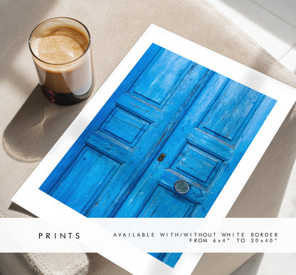 Blue Door Print - Greece - Print - Poster - Santorini Photography - Greece Wall Art - Blue Door Poster - Blue Door Wall Art - Blue Door Art