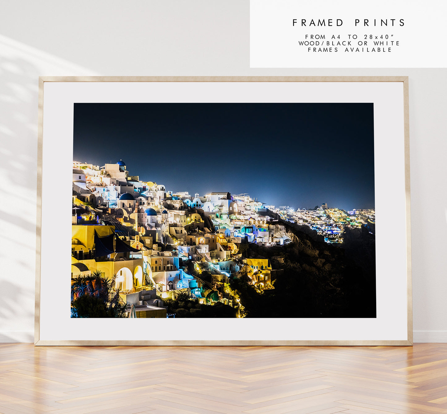 Santorini Night Photography Print - Greece - Print - Poster - Santorini Photography - Greece Wall Art - Nightscape - Thera - Fira - Night