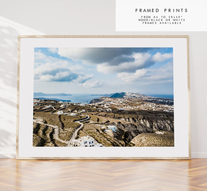 Santorini Aerial Photography Print - Greece - Print - Poster - Santorini Photography - Greece Wall Art - Landscape - Aerial - Drone Photo