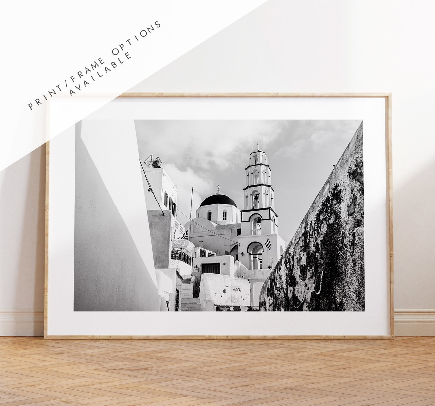 Santorini Black and White Photography Print - Greece - Print - Poster - Santorini Photography - Greece Wall Art - Landscape - Monochrome