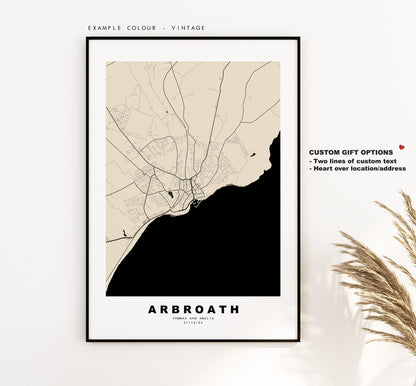 Arbroath Map Print - Minimalist City Map Poster - Map Wall Art - Scotland - Arbroath Print - Arbroath Poster - Different Colours Available