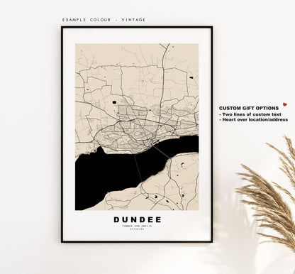 Dundee Map Print - Minimalist City Map Poster - Map Wall Art - Scotland - Dundee Print - Dundee Poster - Different Colours Available