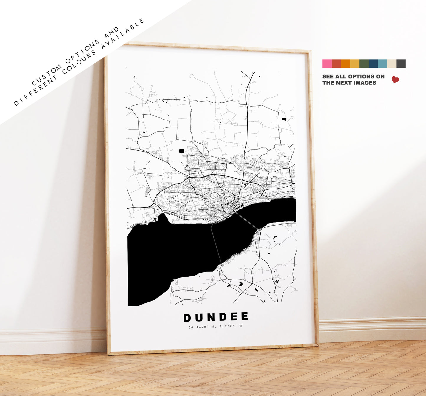 Dundee Map Print - Minimalist City Map Poster - Map Wall Art - Scotland - Dundee Print - Dundee Poster - Different Colours Available