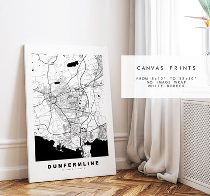 Dunfermline Map Print - Minimalist City Map Poster - Map Wall Art - Scotland - Dunfermline Print - Dunfermline Poster - Different Colours