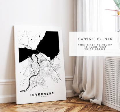 Inverness Map Print - Minimalist City Map Poster - Map Art - Scotland - Inverness Print - Inverness Poster - Different Colours Available