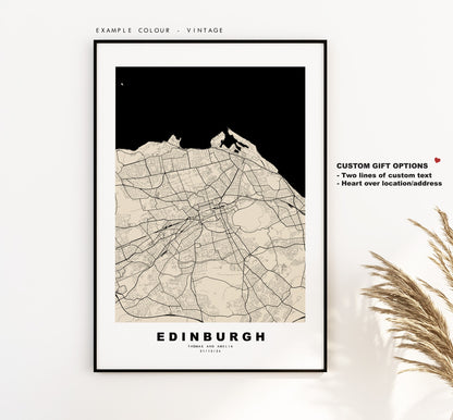 Edinburgh Map Print - Minimalist City Map Poster - Map Art - Scotland - Edinburgh Print - Edinburgh Poster - Different Colours Available