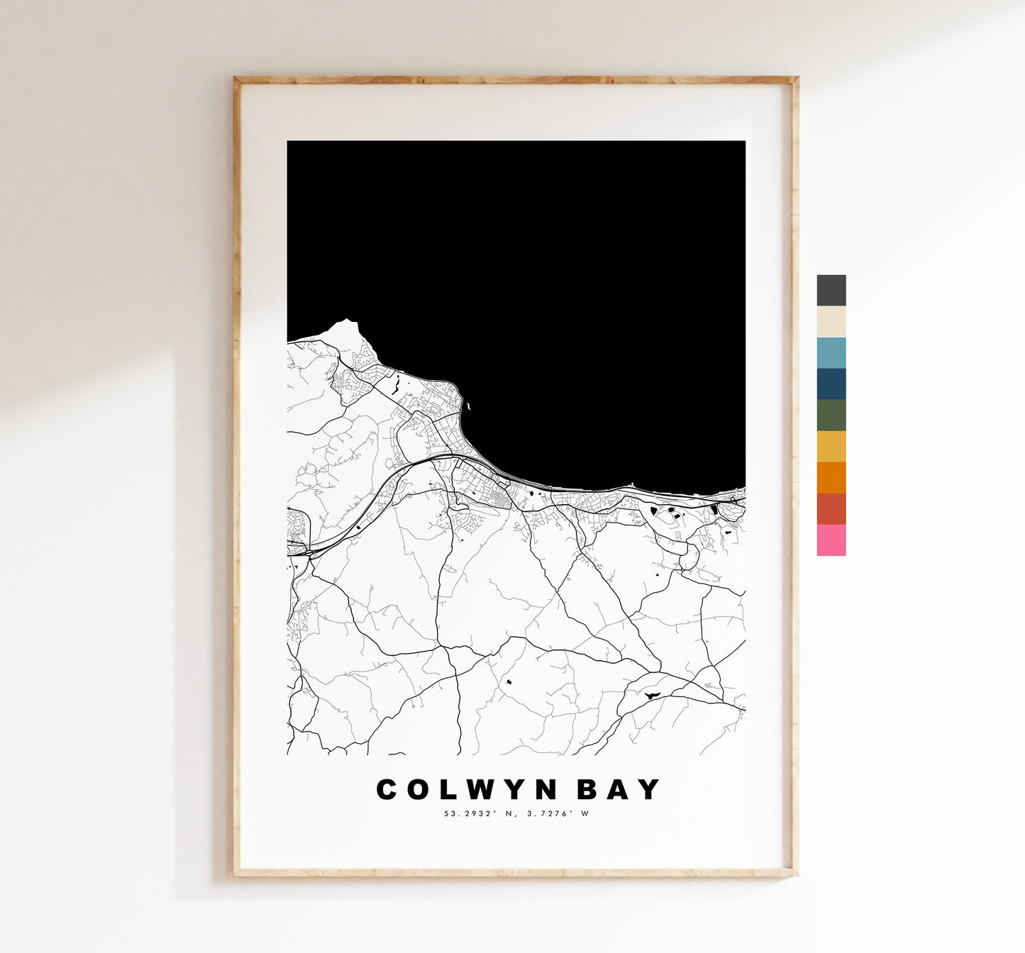 Colwyn Bay Map Print - Minimalist City Map Poster - Map Art - Wales - Colwyn Bay Print - Colwyn Bay Poster - Different Colours Available