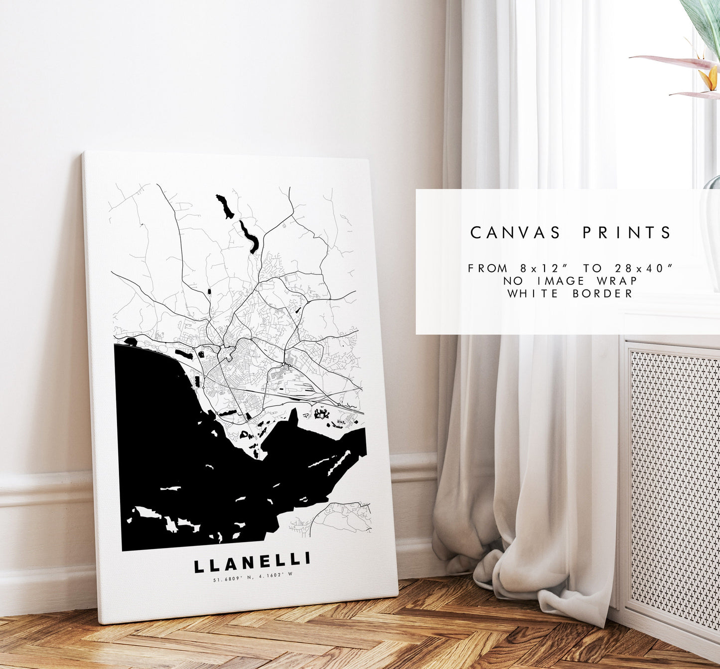 Llanelli Map Print - Minimalist City Map Poster - Map Art - Wales - Llanelli Print - Llanelli Poster - Different Colours Available