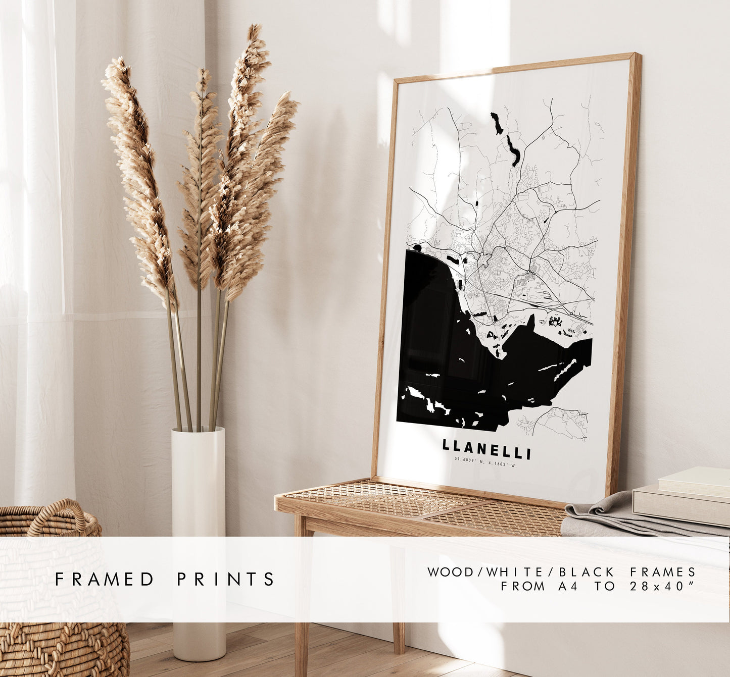 Llanelli Map Print - Minimalist City Map Poster - Map Art - Wales - Llanelli Print - Llanelli Poster - Different Colours Available