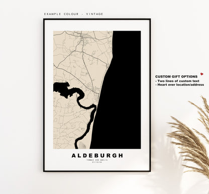 Aldeburgh Map Print - Minimalist City Map Poster - Map Art - Suffolk - Aldeburgh Print - Aldeburgh Poster - Different Colours Available