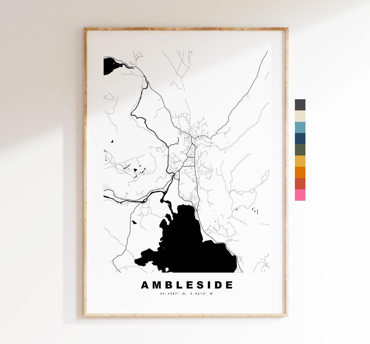 Ambleside Map Print - Minimalist City Map Poster - Map Art - Cumbria - Ambleside Print - Ambleside Poster - Different Colours Available