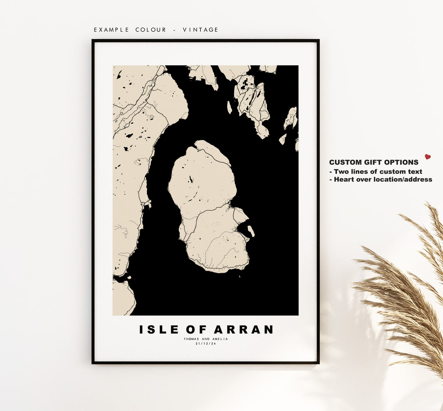 Arran Map Print - Minimalist Map Poster - Map Wall Art - Scotland - Isle of Arran Print - Arran Poster - Different Colours Available