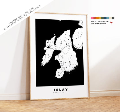 Islay Map Print - Minimalist Map Poster - Map Wall Art - Scotland - Isle of Islay Print - Islay Poster - Different Colours Available