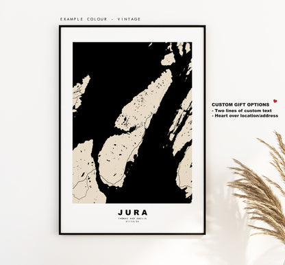 Jura Map Print - Minimalist Map Poster - Map Wall Art - Scotland - Isle of Jura Print - Jura Poster - Different Colours Available