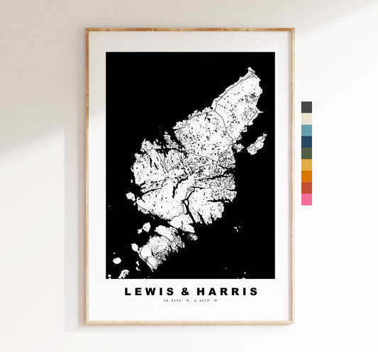 Lewis and Harris Map Print - Minimalist Map Poster - Map Wall Art - Scotland - Lewis and Harris Poster - Different Colours Available