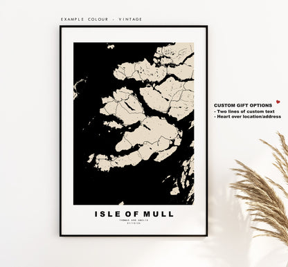 Isle of Mull Map Print - Minimalist Map Poster - Map Wall Art - Scotland - Isle of Mull Print - Mull Poster - Different Colours Available